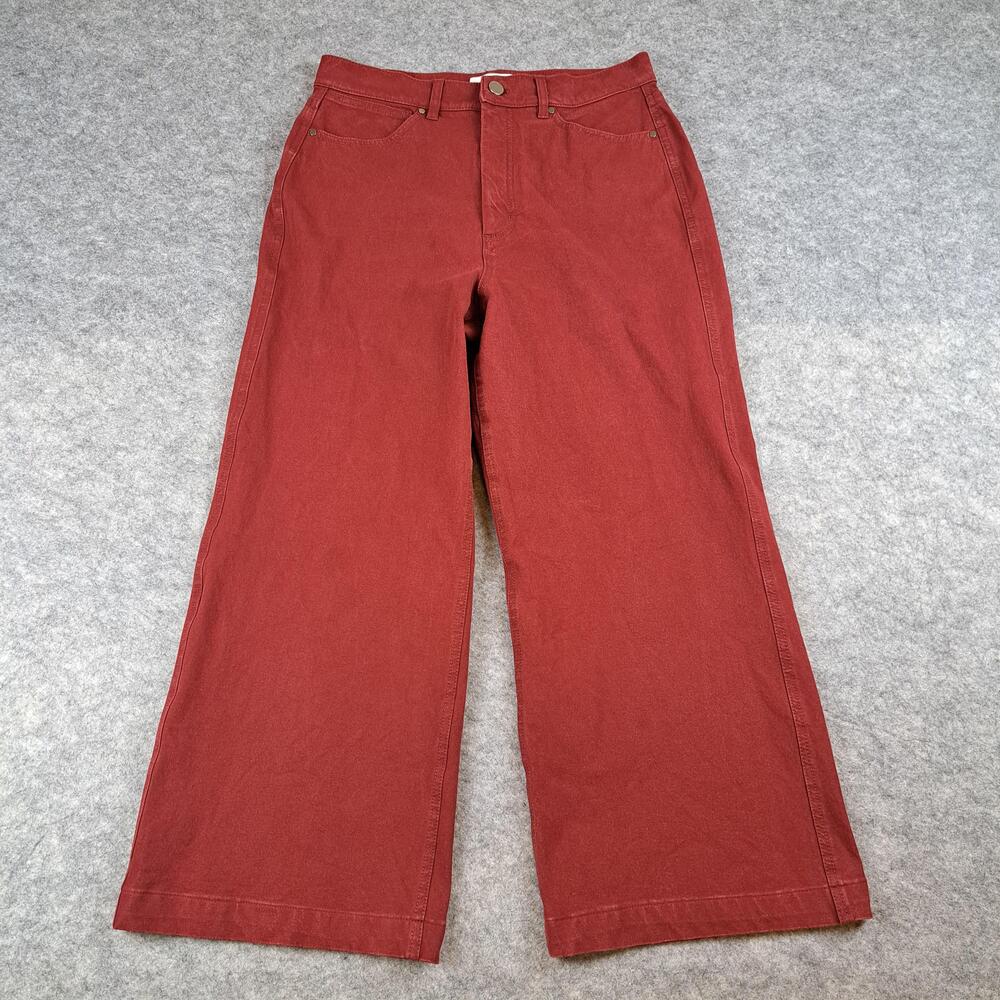 M.M.LaFleur Jeans Womens 8 Red Wide Leg Crop Organic Cotton Stretch Denim Pants